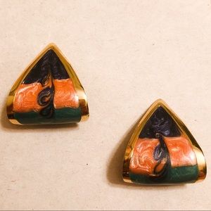 Vintage earrings gold and multicolored